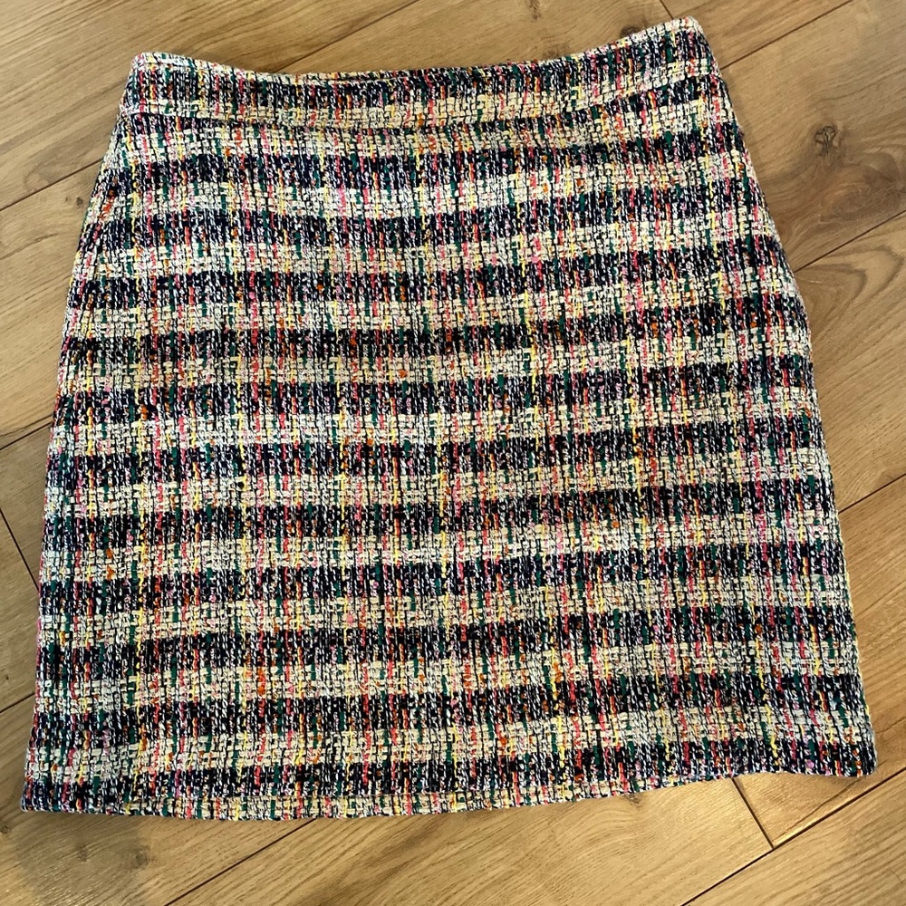 Talbots Multicolor Tweed Mini Skirt in Navy, Cream, Pink and Yellow
